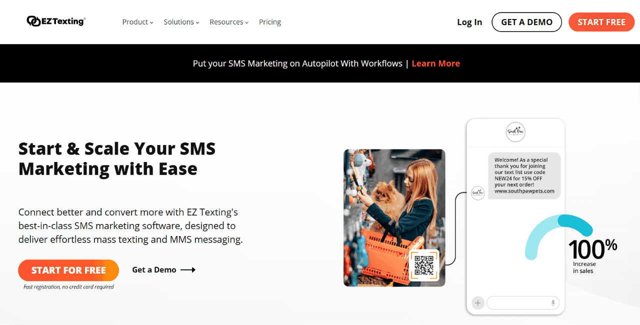 EZ Texting home page