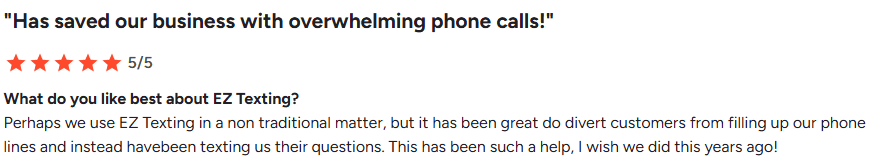 G2 review of EZ Texting