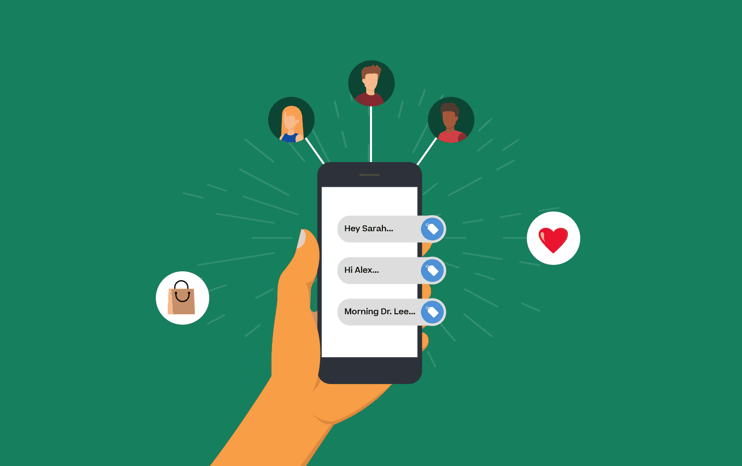 Header image for personalizing SMS marketing campaigns showing personalized SMS messages