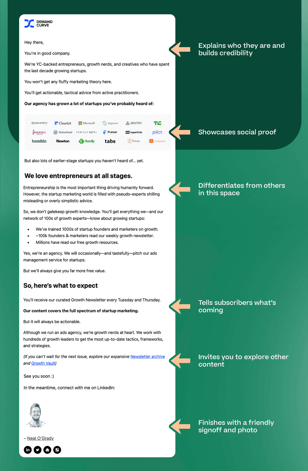 Demand Curve email example of immersion sequence