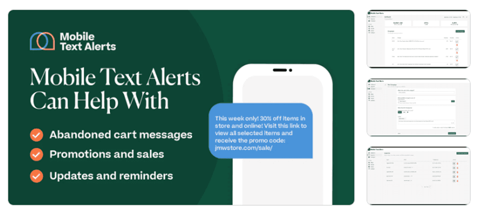 Banner for the Shopify profile of Mobile Text Alerts