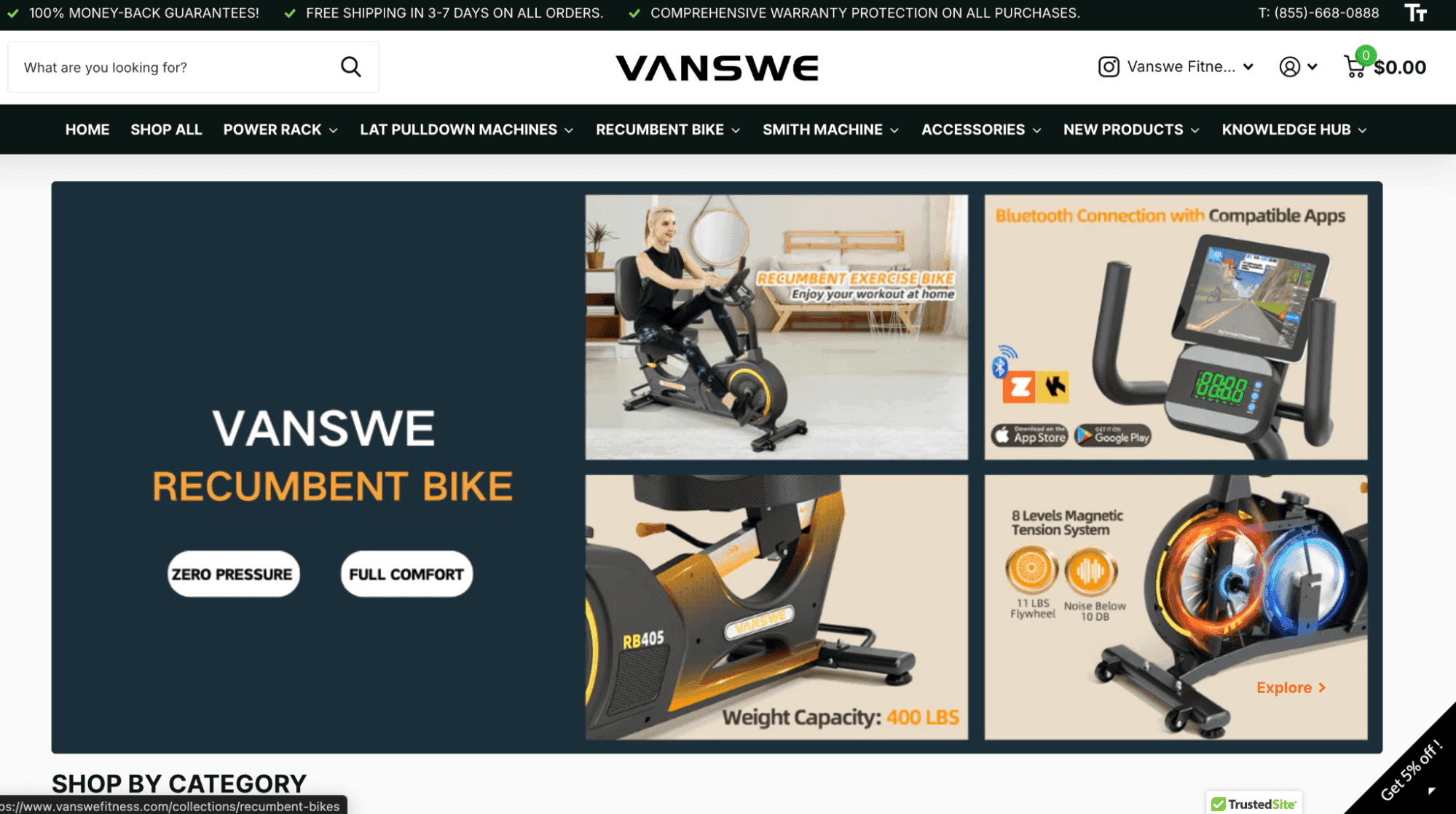 Screenshot showing the home page of Vanswe