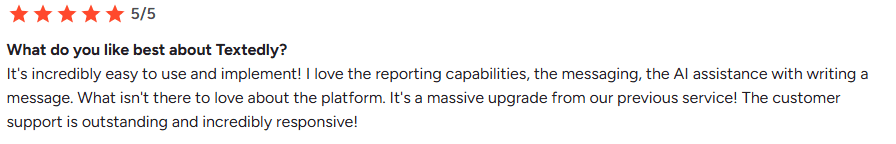 G2 review on Textedly
