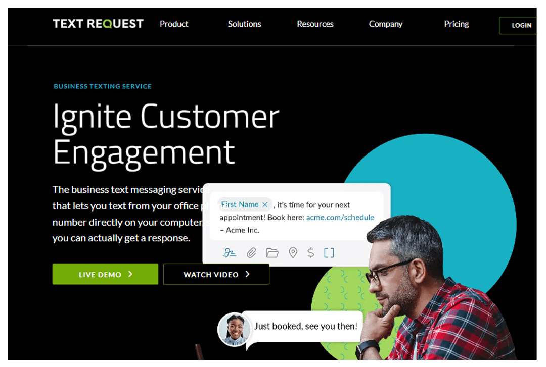 Screenshot of Text Request website home page