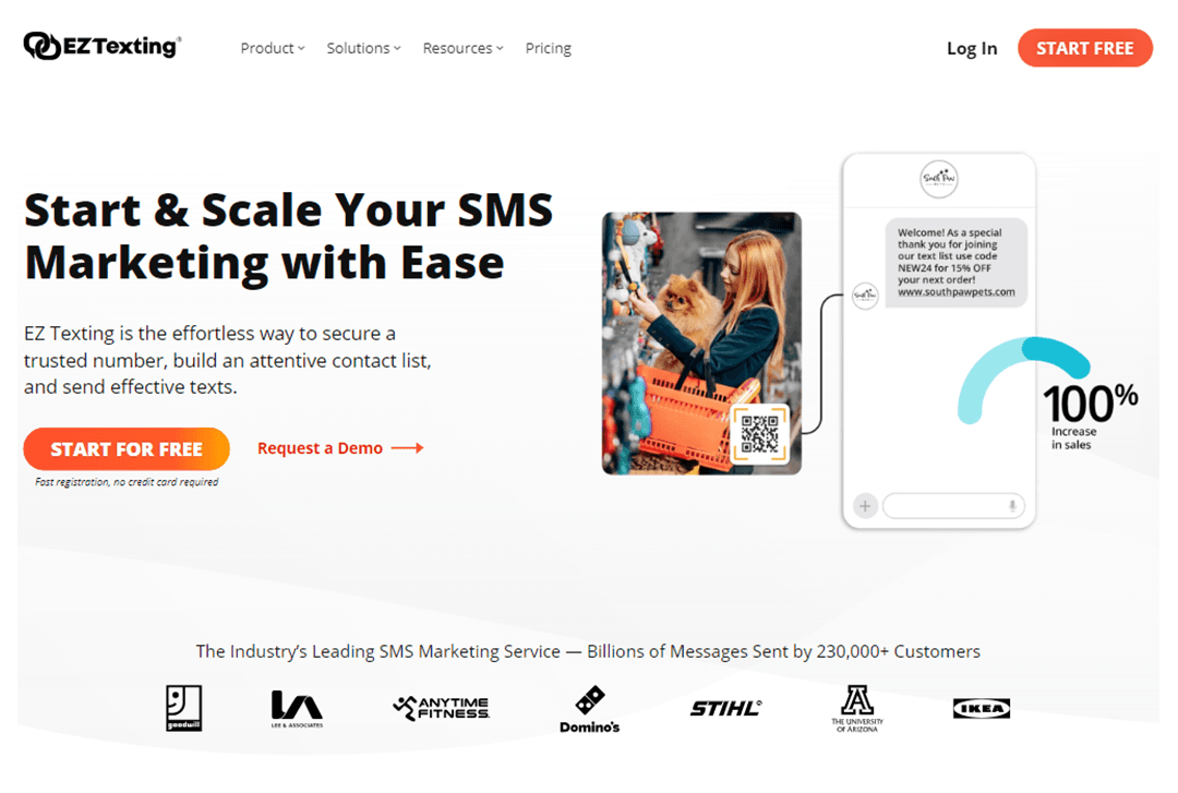EZTexting website home page