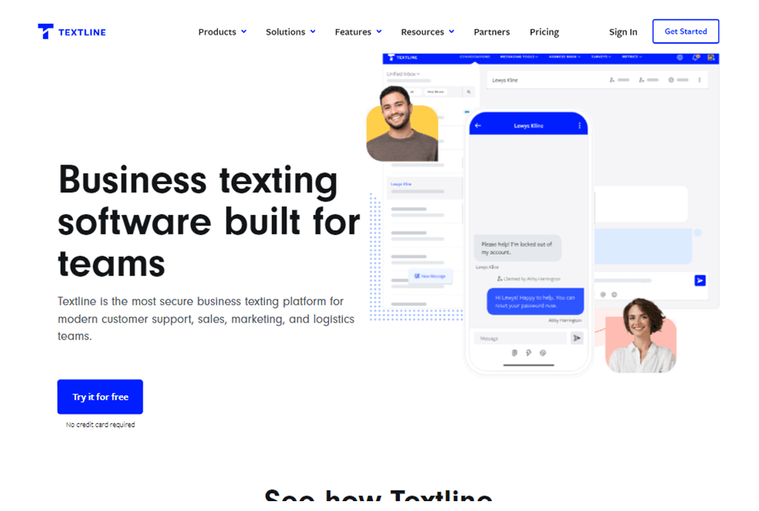 Textline website home page