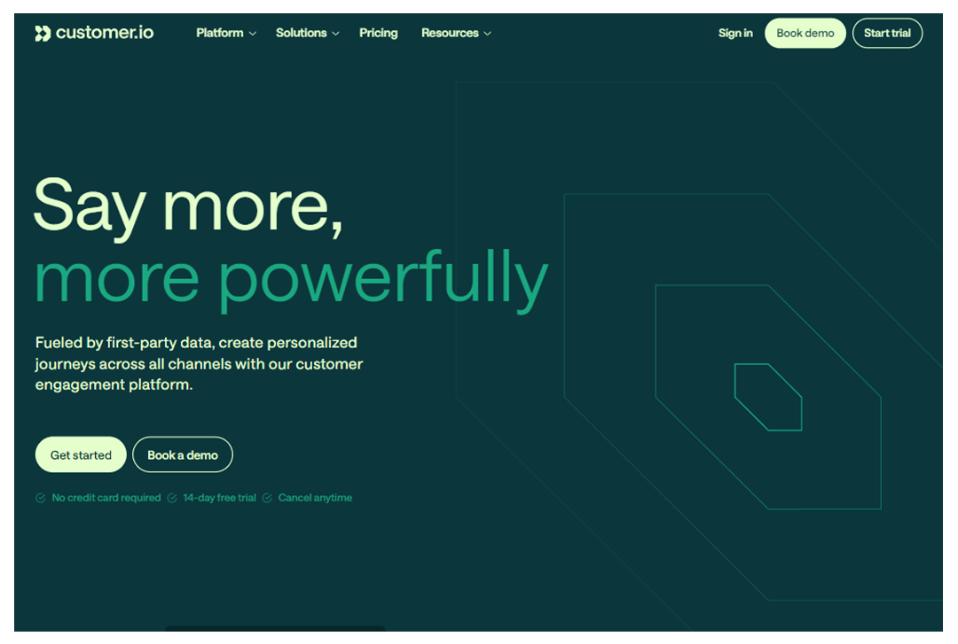 Customer.io home page