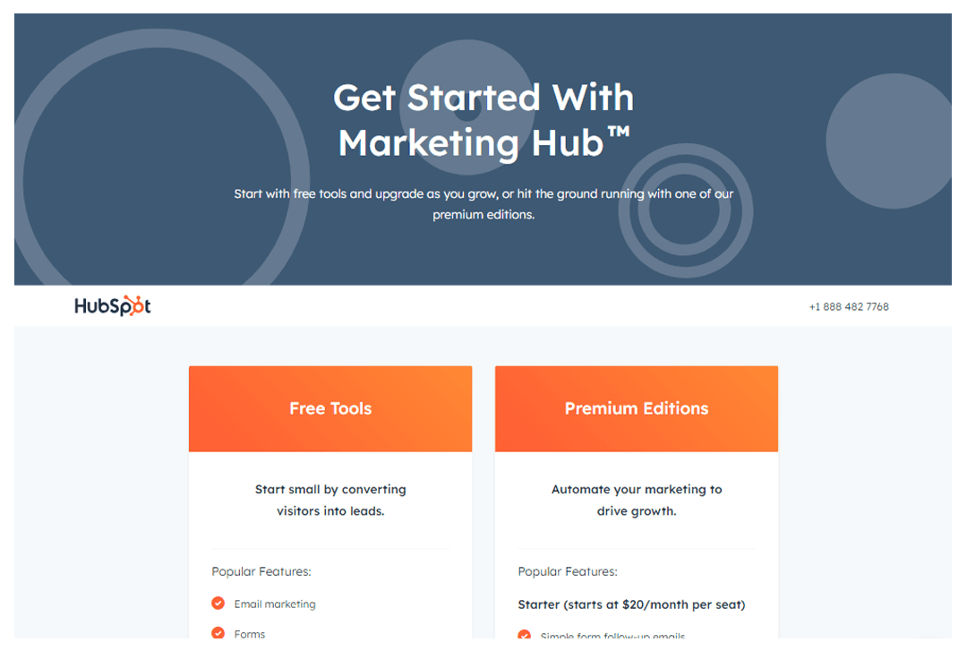 Hubspot home page