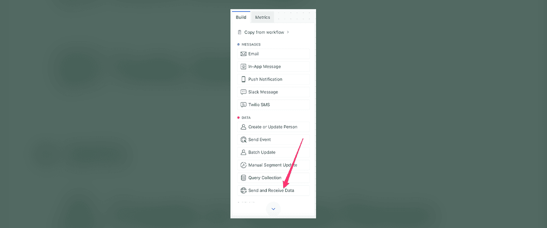 Screenshot of send and receive data