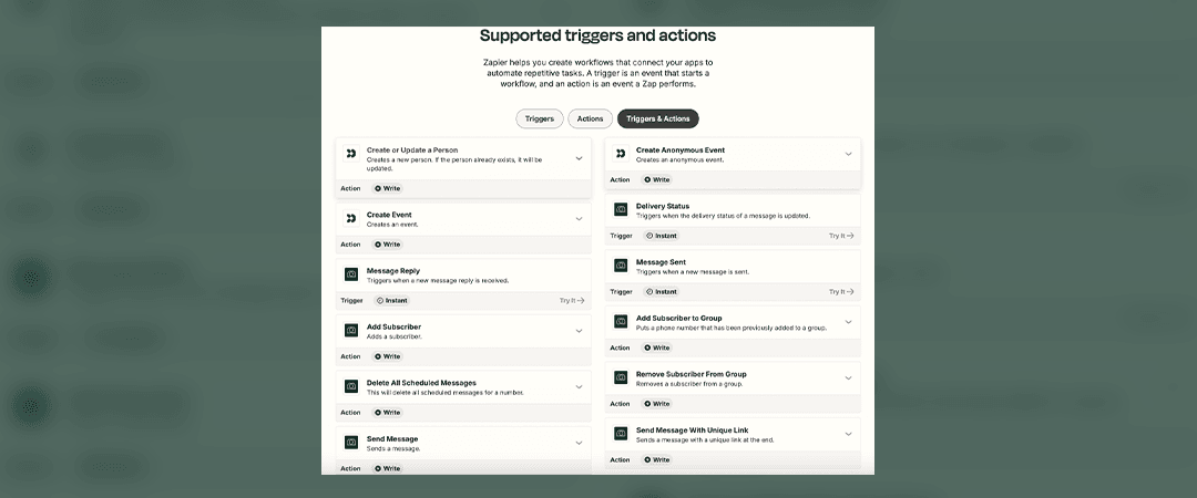 Triggers and actions