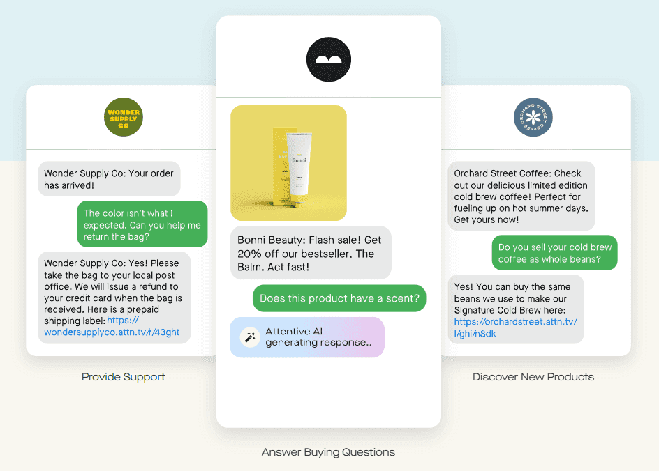 Attentive AI text message examples
