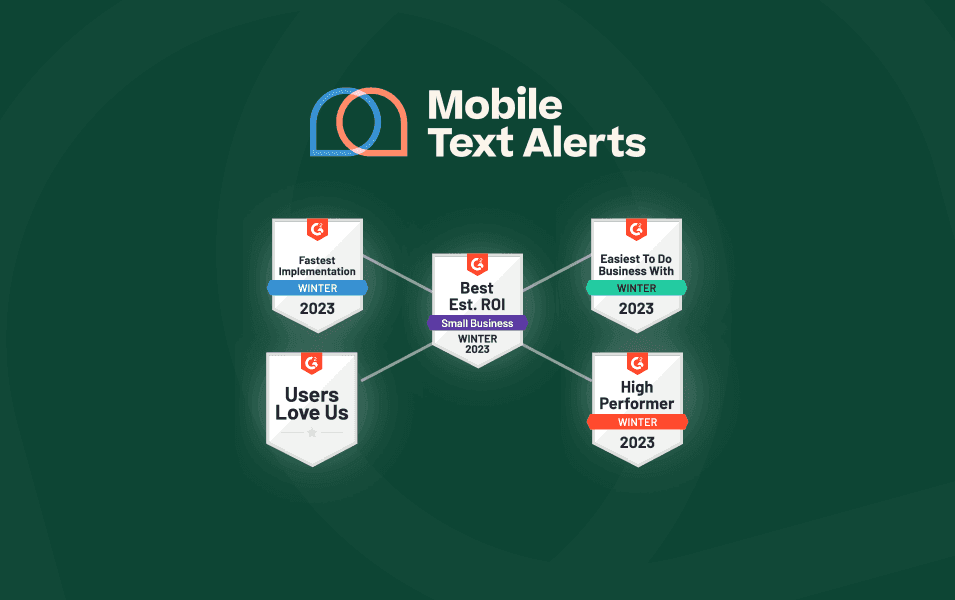 Screenshot of Mobile Text Alerts G2 awards