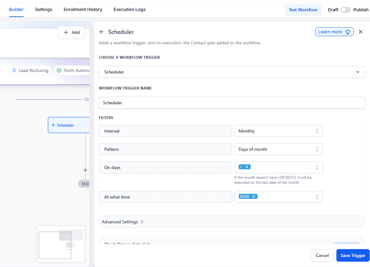 Screenshot of HighLevel SMS integration workflow automation