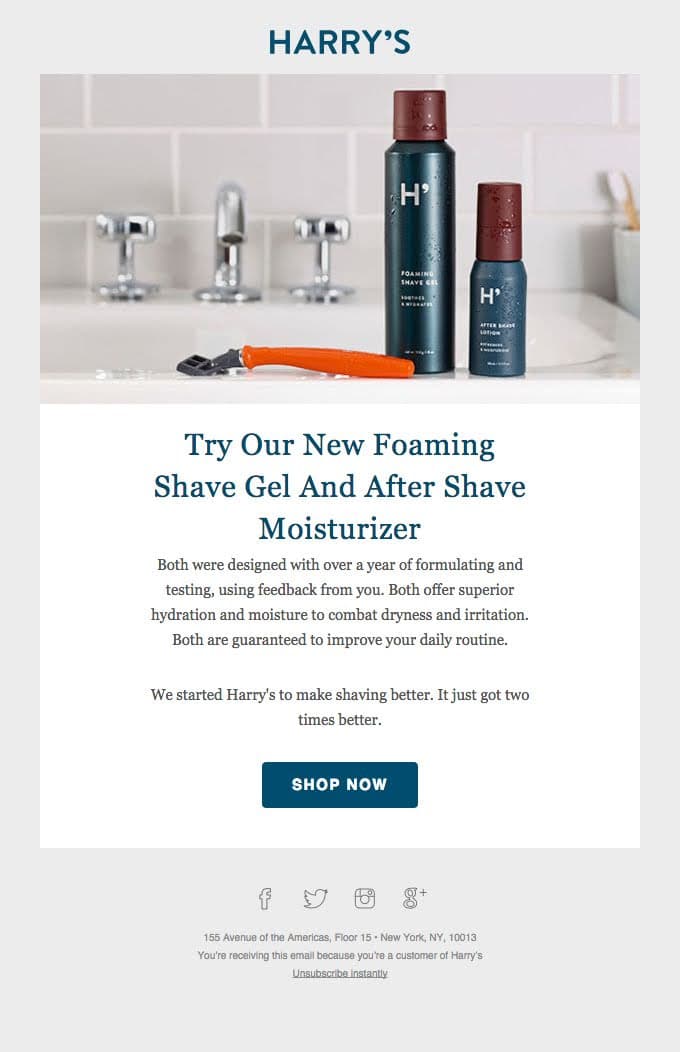 Email campaign from Harry's promoting similar product