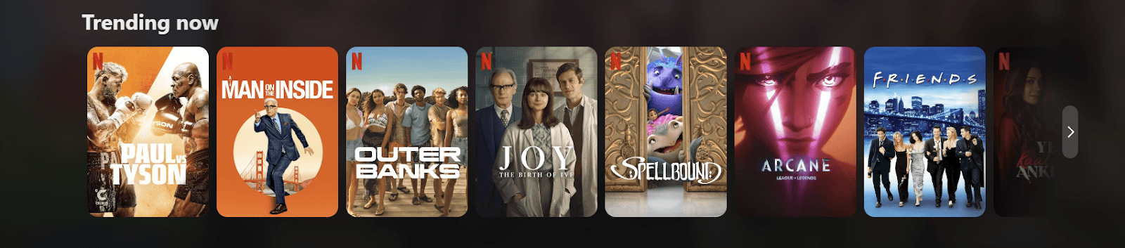 Netflix trending movies banner