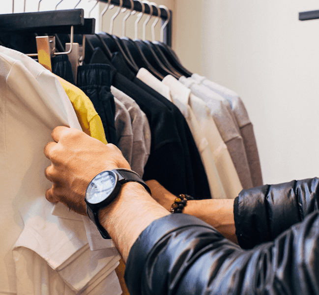 Man shopping for shirts