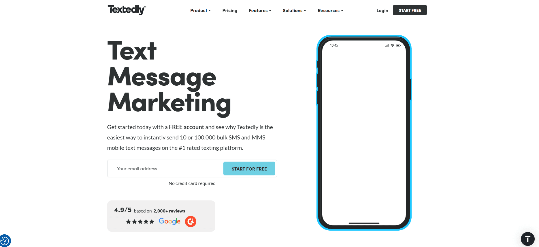 Screenshot of Textedly home page