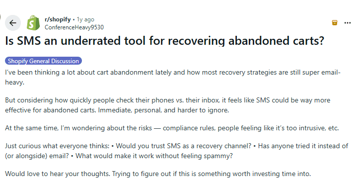 SMS for cart abandonment