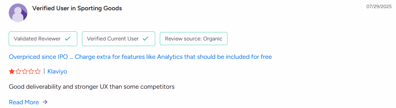 Screenshot of Klaviyo review