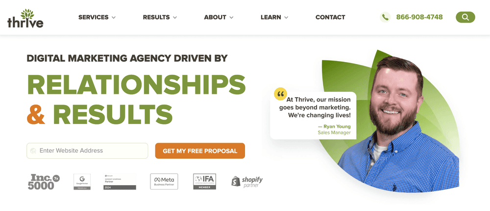 Thrive Marketing Agency site screenshot