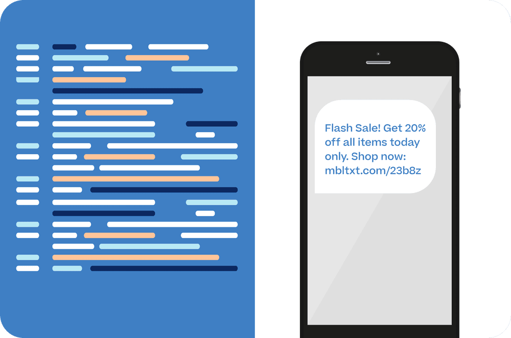Text showing there is a 20% off flash sale with code on the left