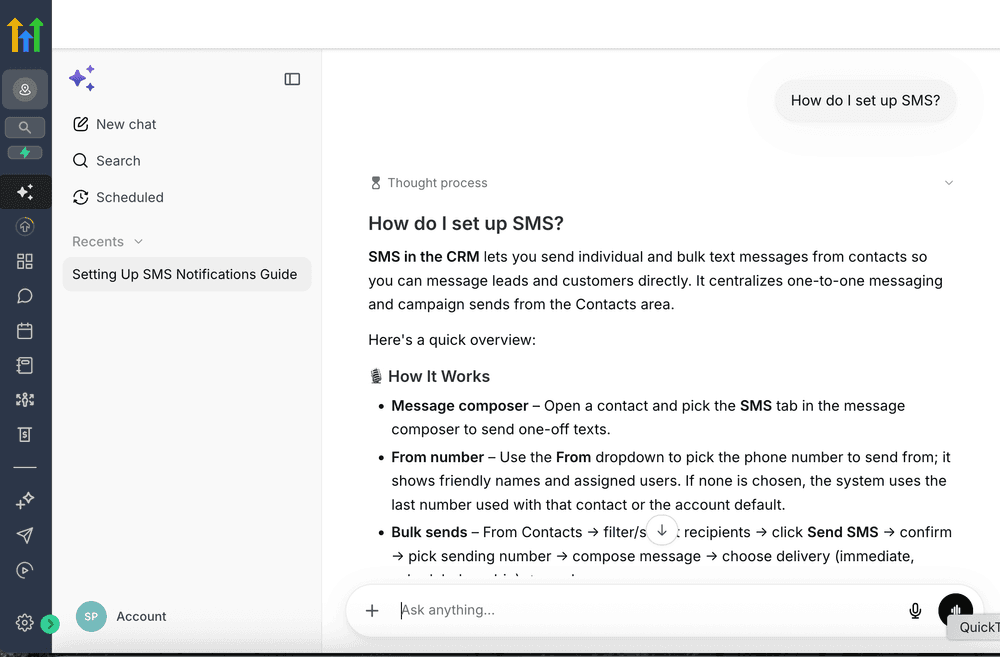 Screenshot of HighLevel's AI tool for onboarding