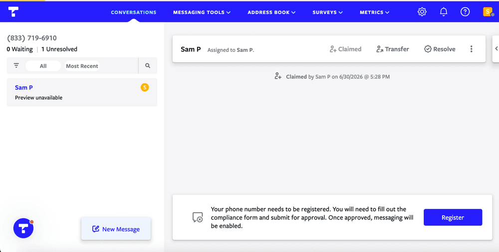 Screenshot of Textline inbox