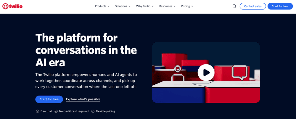 Screenshot of Twilio home page