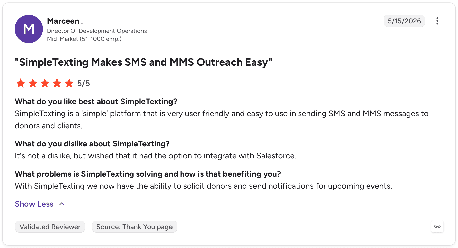 Review of SimpleTexting from G2