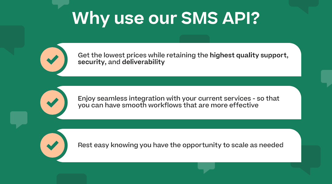 Attractive graphic out of entire section at “Why use our SMS API?