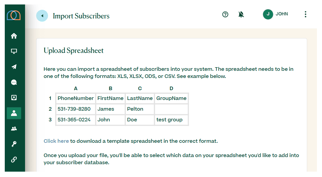 Screenshots briefly walking through the process of importing a subscriber list in the MTA dashboard, with arrows and circles drawing the readers’ attention to important parts of the graphic