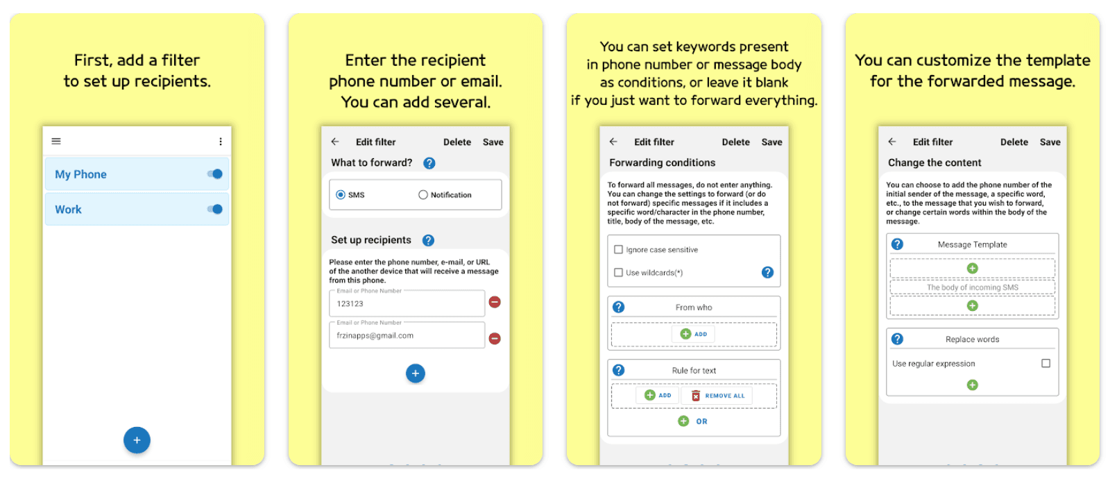 Screenshot walkthrough of how to forward a message
