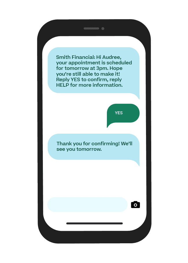 Appointment reminder text example