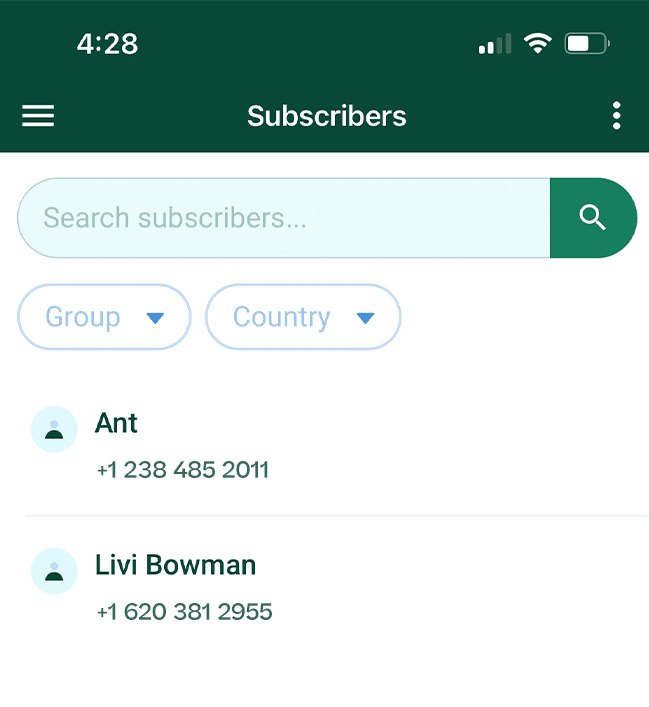 Mobile App subscribers screenshot