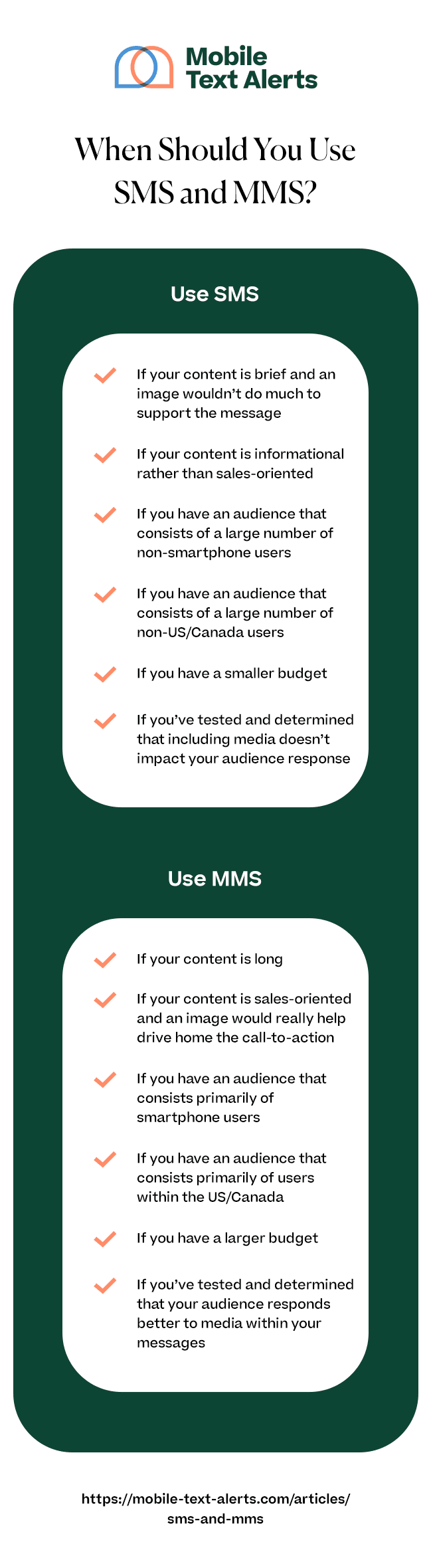 When should you use SMS and MMS