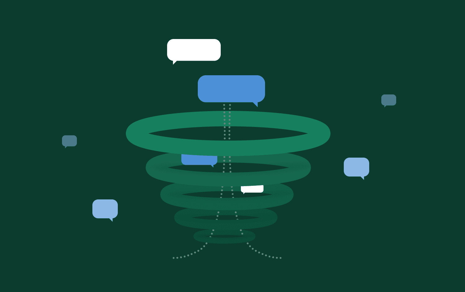 Text bubbles in a sales funnel