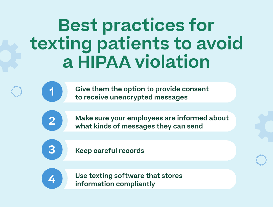 Best practices for texting patients to avoid a HIPAA violation