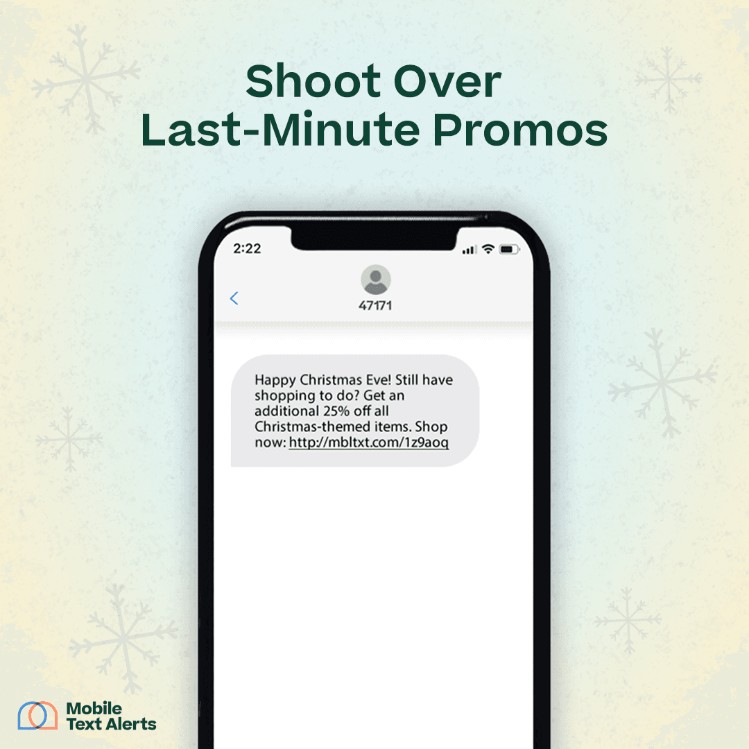 SMS example of sending last-minute holiday promos