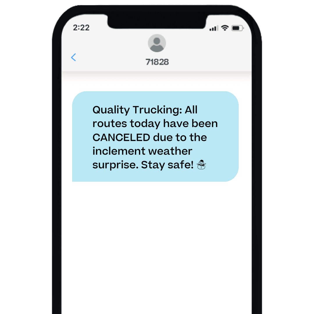 Transportation industry text alert