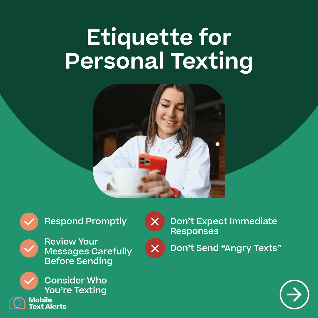 Etiquette for personal texting - infographic