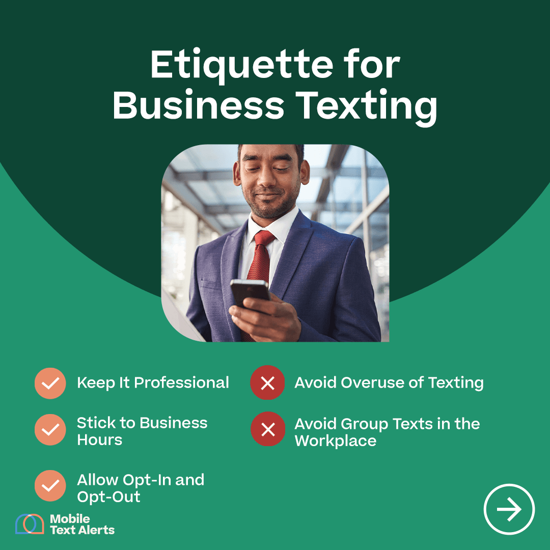 Etiquette for business texting - infographic