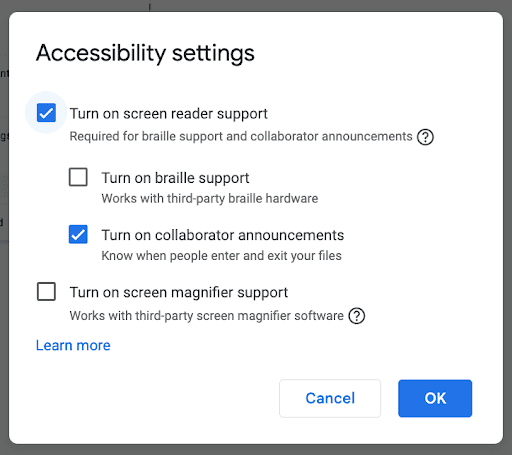 Accessibility Settings screenshot