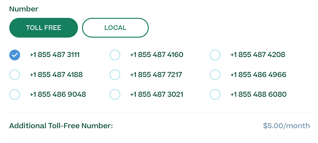 List of toll free numbers