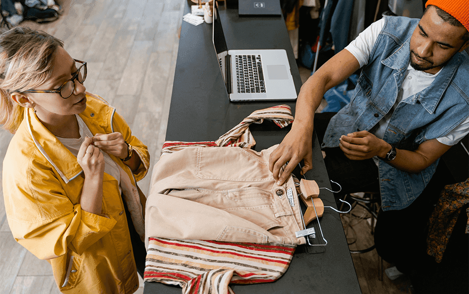 Woman purchasing clothes