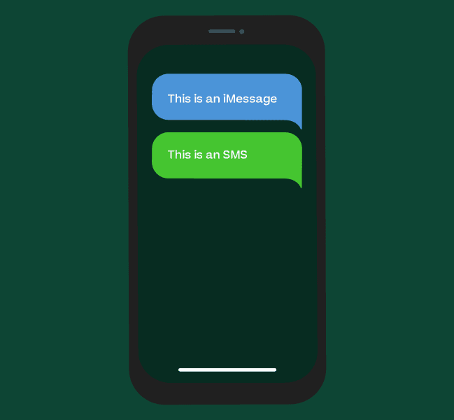 Phone showing iMessage vs SMS