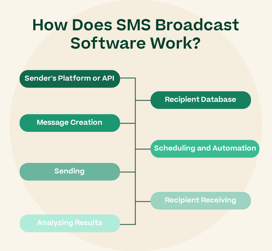 How does SMS broadcast software work flowchart