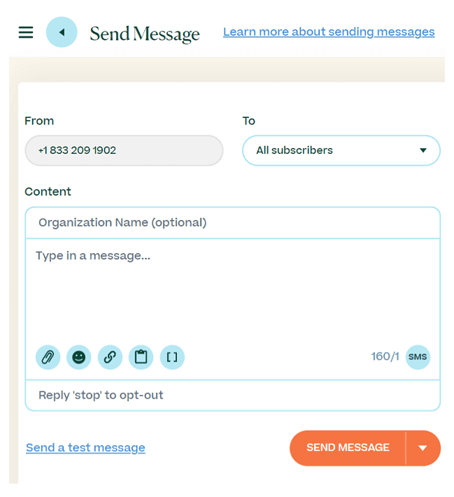 Send a message page