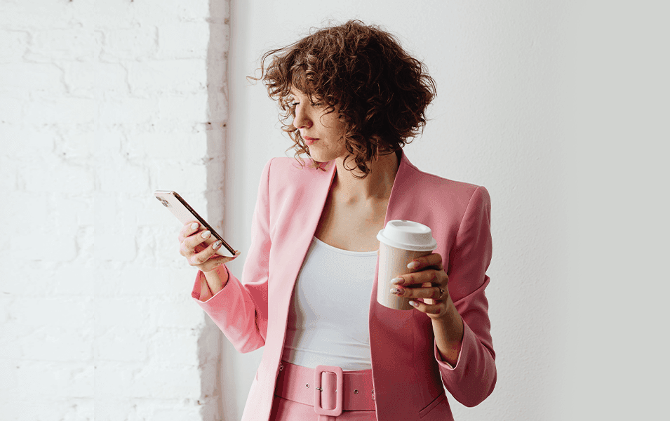Business woman texting
