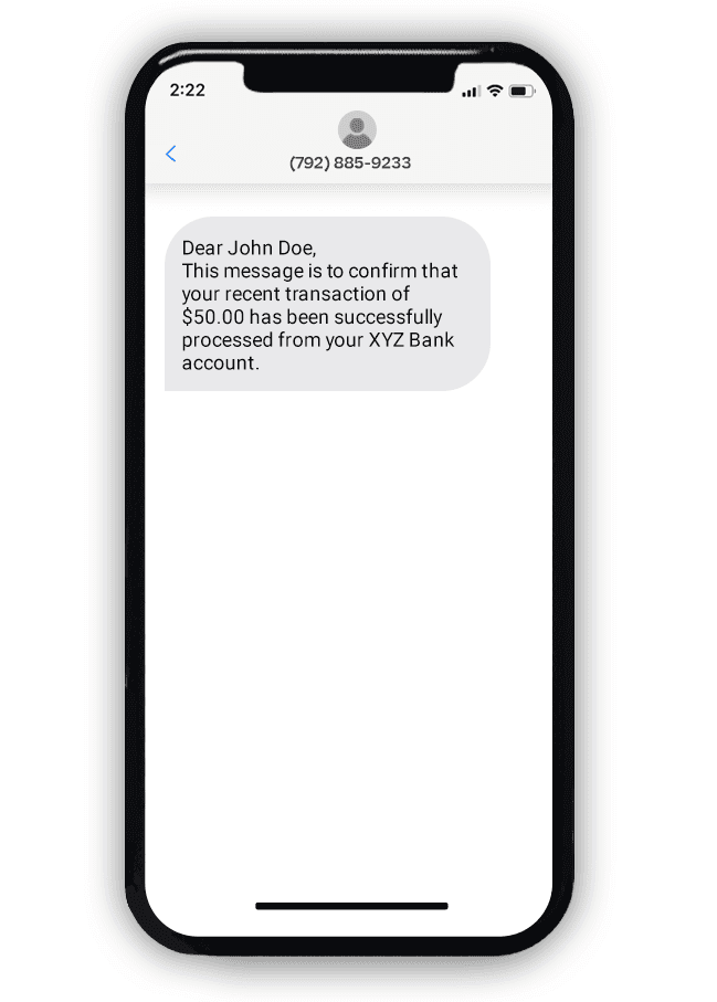 Phone example of transactional text