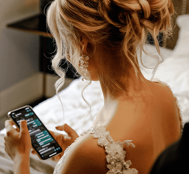 Bride texting